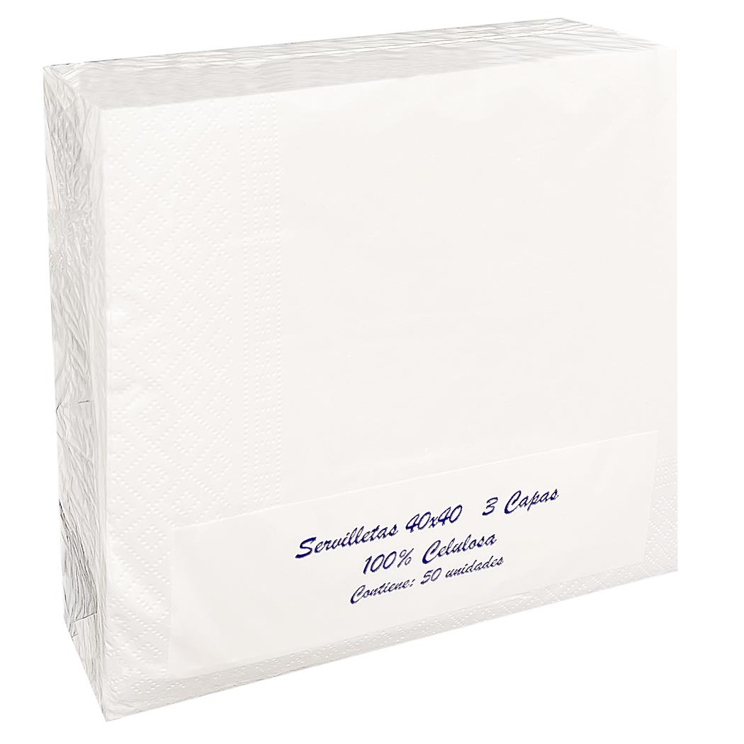 SERVILLETA 3C 40X40 CM BLANCA LISA 50 UDS