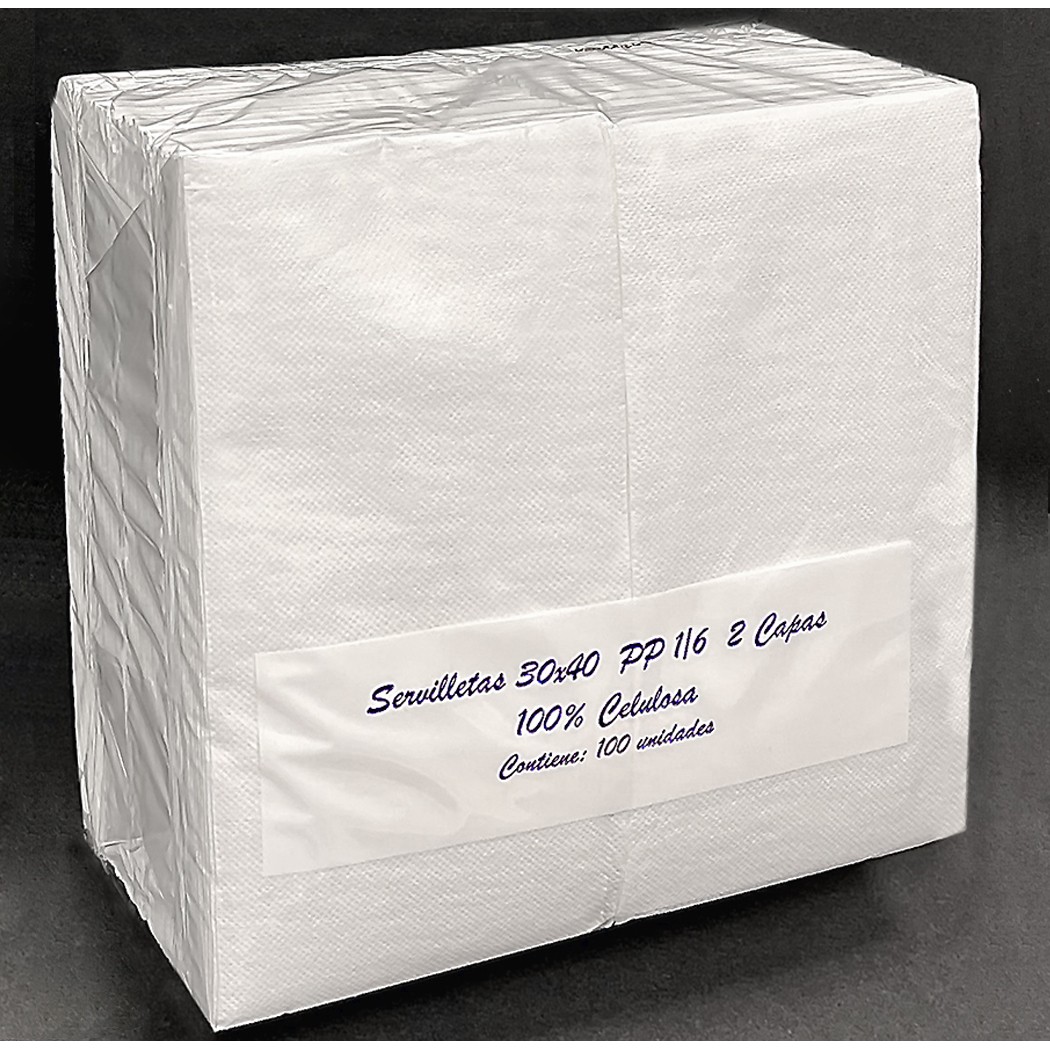 SERVILLETA 2C 30X40 CM 1/6 BLANCA PP 100 UDS