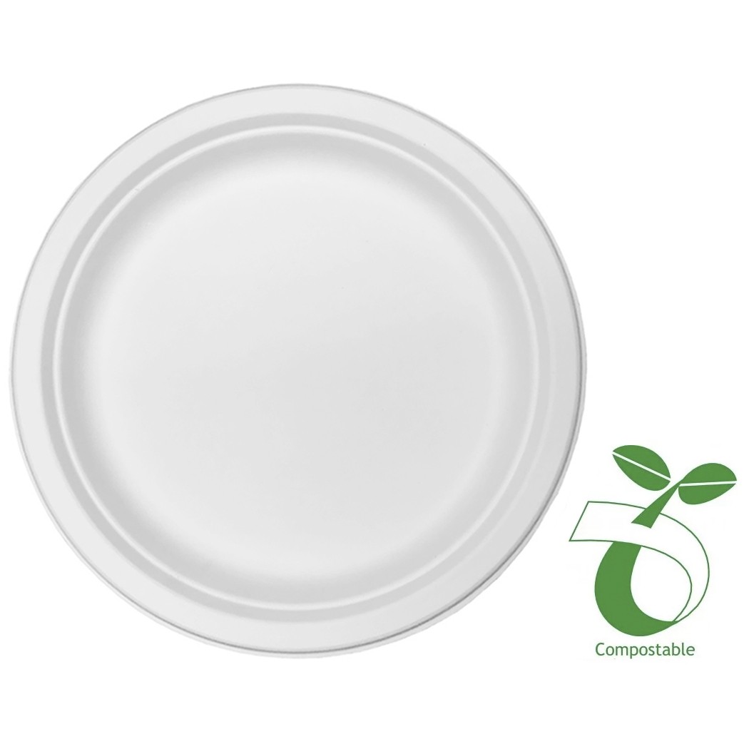 PLATO LLANO COMPOSTABLE CAÑA AZUCAR 22 CM 50 UDS