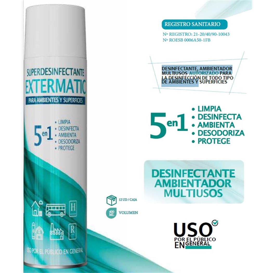 AMBIENTADOR DESINFECTANTE SPRAY EXTERMATIC 400ML