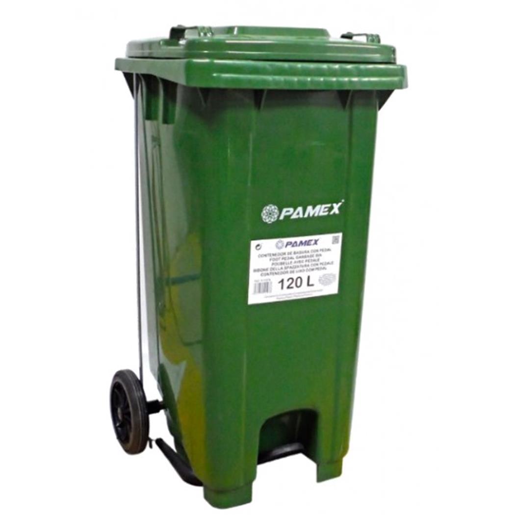 CUBO RUEDAS+PEDAL 120 LT VERDE CON TAPA 1 UD