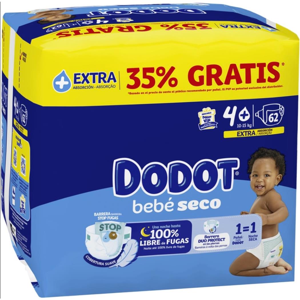 PAÑAL DODOT SECO EXTRA T-4 DE 9 A 15 KG 62 UDS