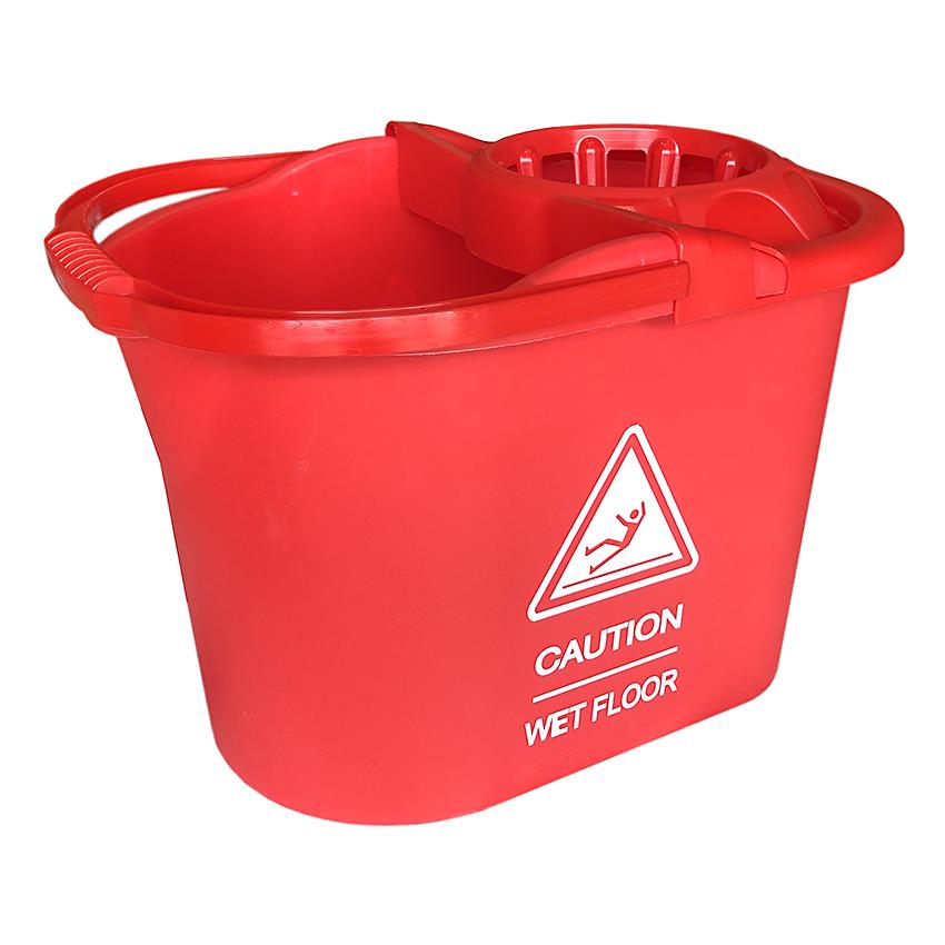 CUBO FREGONA 16 LT CAUTION WET FLOOR  ROJO 1 UD