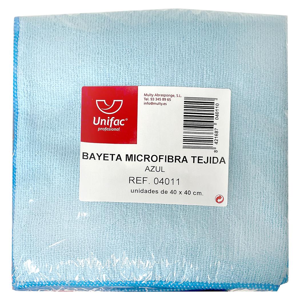 BAYETA MICROFIBRA 40x40 CM UNIFAC AZUL 4 UDS