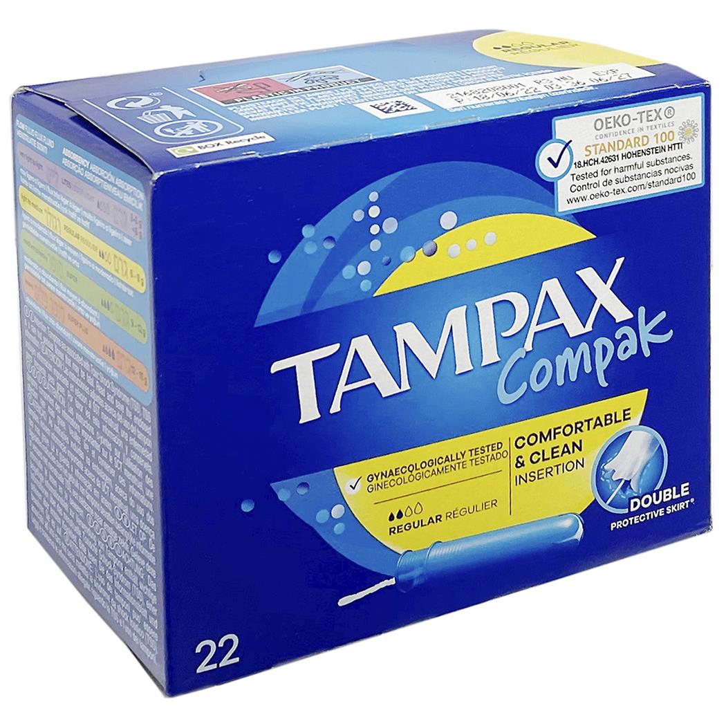 TAMPON TAMPAX COMPAK REGULAR AMARILLO 22 UDS